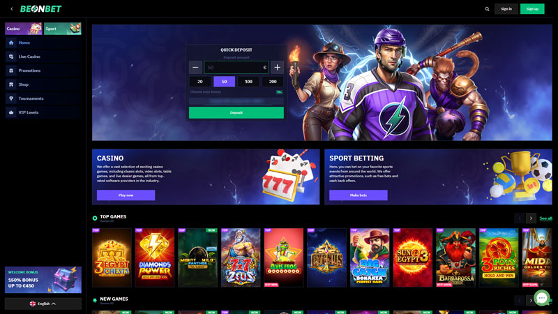 beonbet lobby screenshot