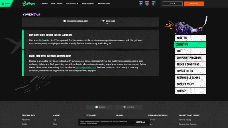 Thumbnail betinia support