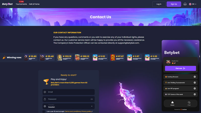 Thumbnail betybet support