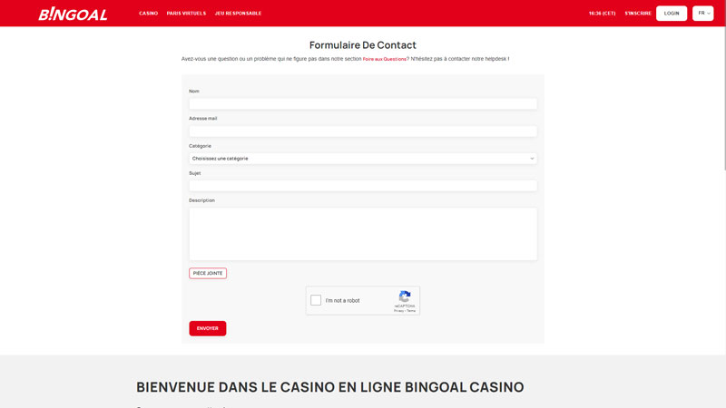bingoal-casino support screenshot