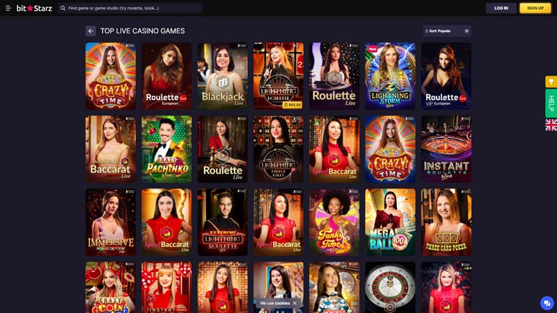 bitstarz live screenshot