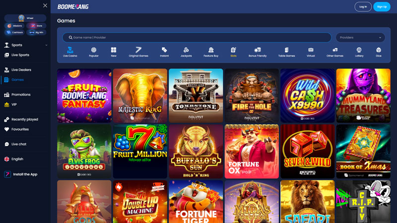 boomerangbet slots screenshot