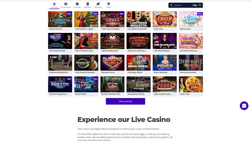 boost-casino live screenshot