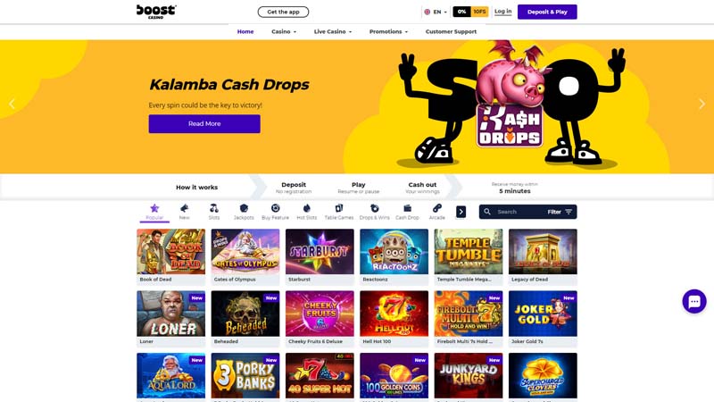 boost-casino lobby screenshot