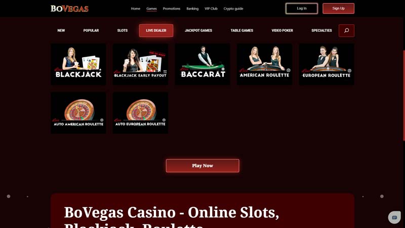 bovegas-casino live screenshot