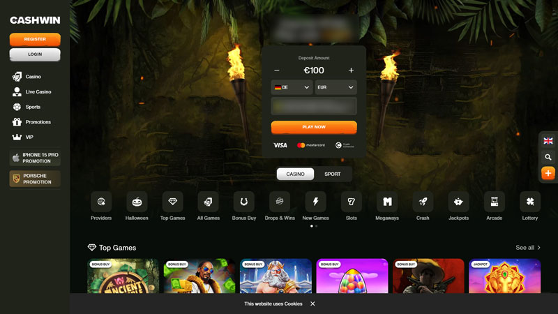 cashwin lobby screenshot