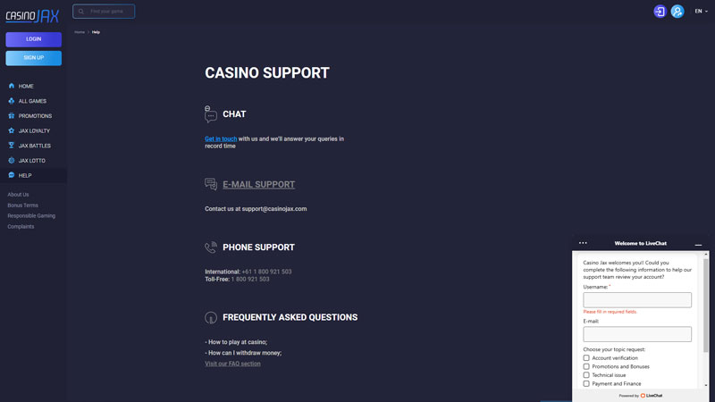 Thumbnail casino-jax support