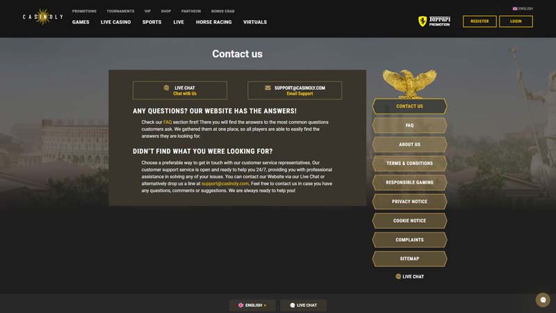 Thumbnail casinoly support