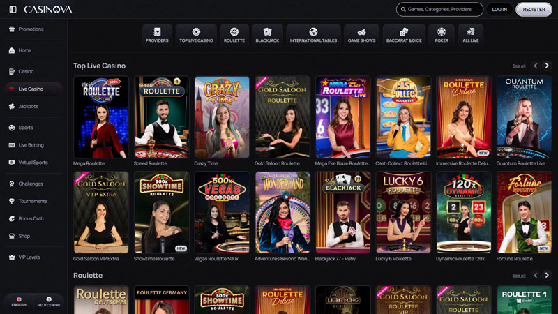 casinova live screenshot