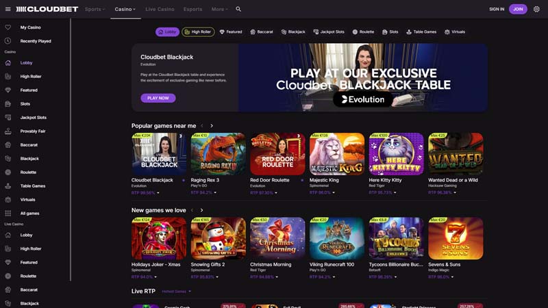 Thumbnail cloudbet-casino lobby