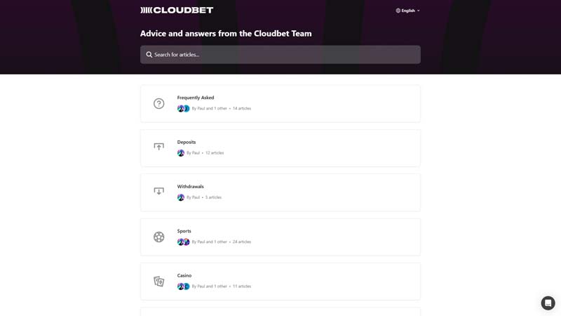 Thumbnail cloudbet-casino support