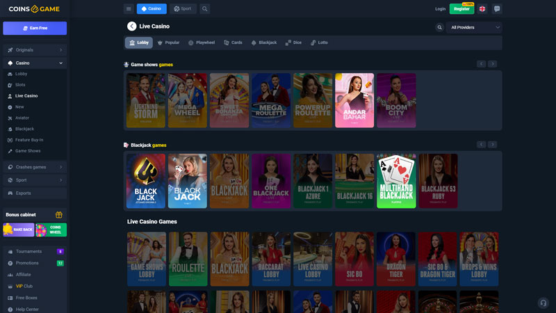 coins-game live screenshot