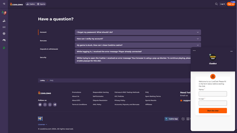 coolzino support screenshot