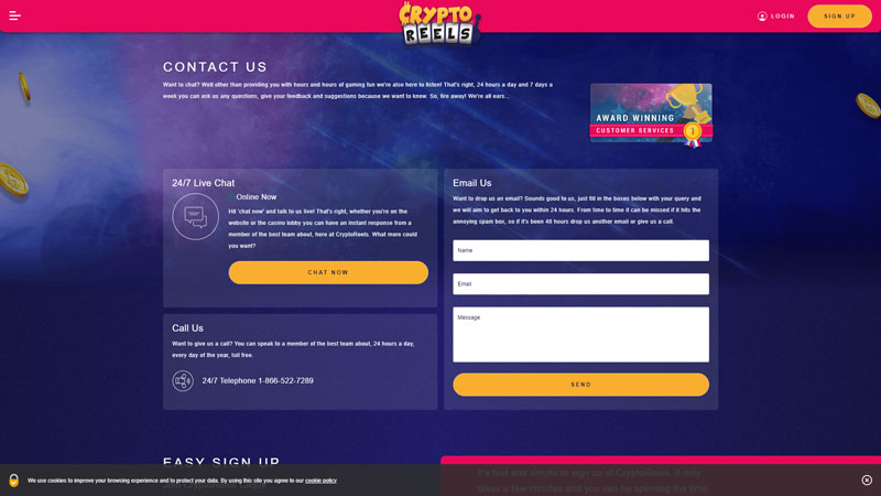 cryptoreels support screenshot