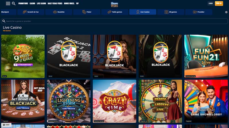 dream-vegas-casino live screenshot