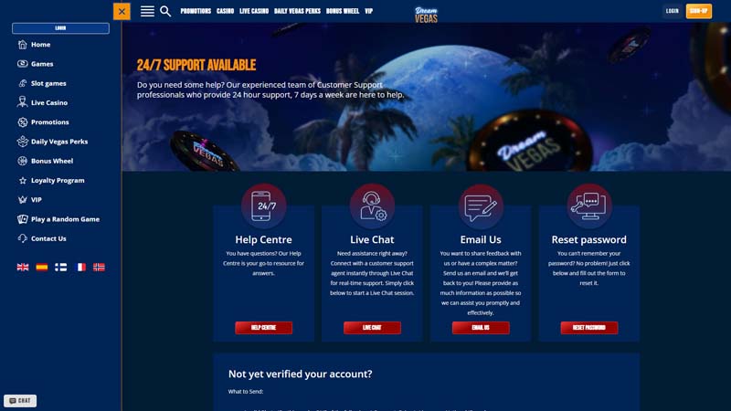 dream-vegas-casino support screenshot