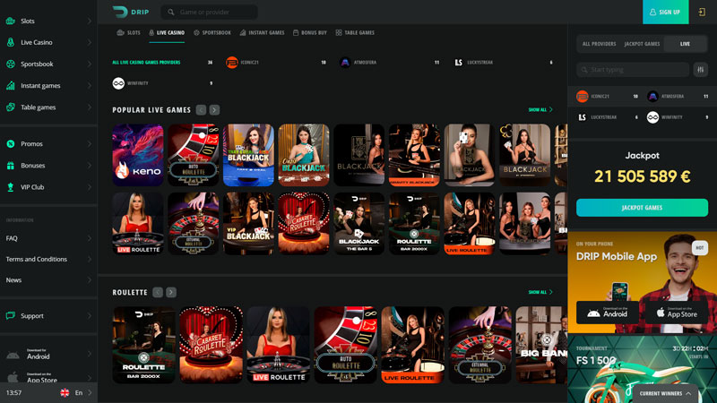 drip live screenshot