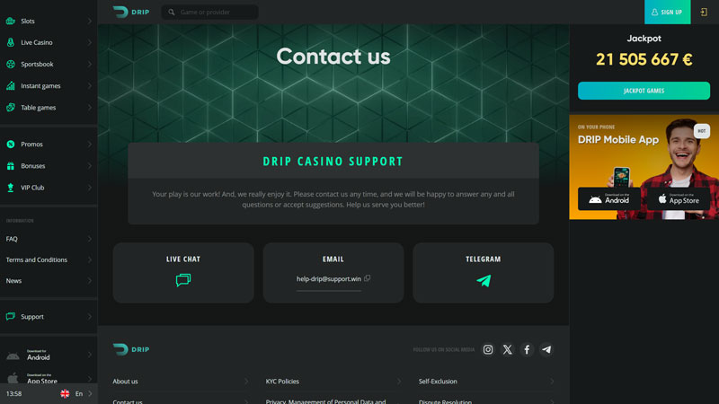 drip support screenshot