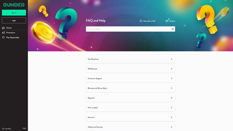 Thumbnail dunder-casino support