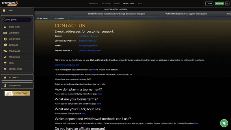 everygame support screenshot