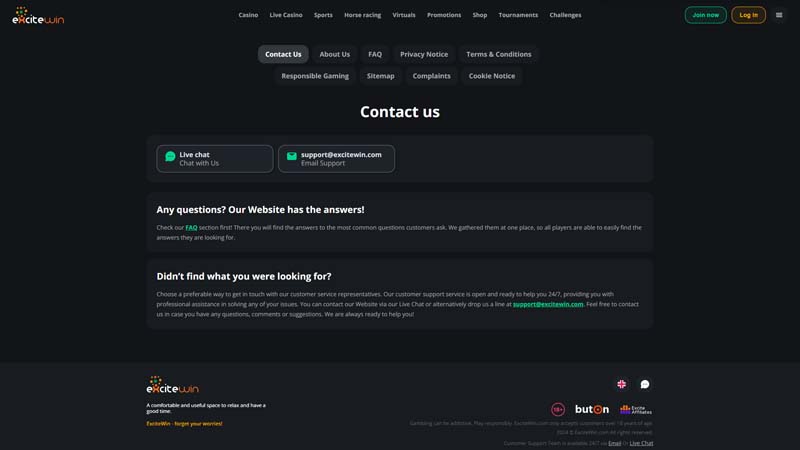 excitewin support screenshot