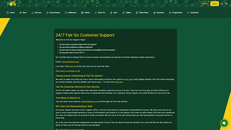 Thumbnail fair-go-casino support