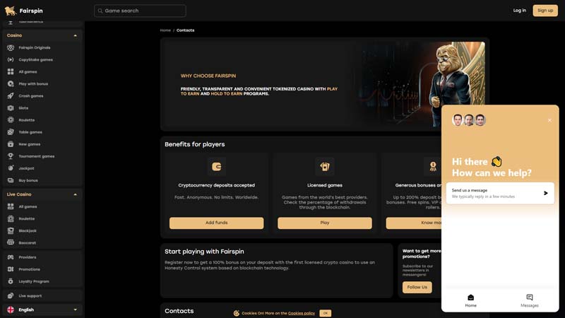 fairspin support screenshot