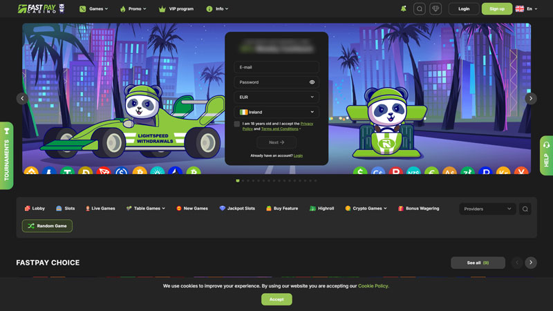 fastpay-casino lobby screenshot