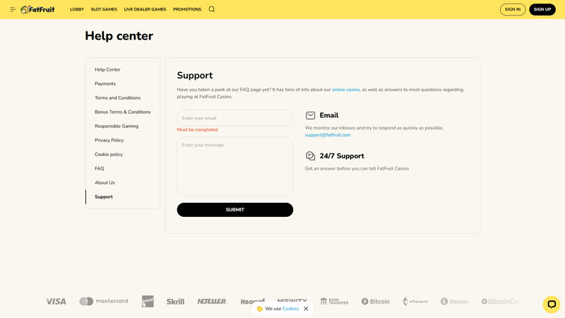 fatfruit support screenshot