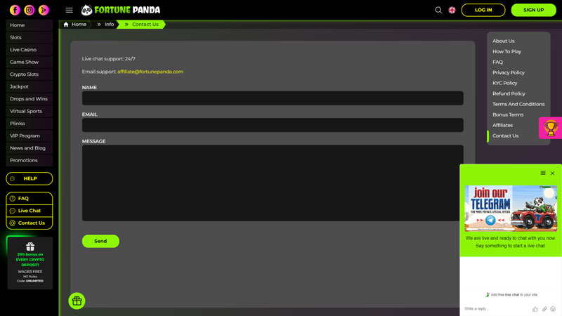 fortune-panda support screenshot