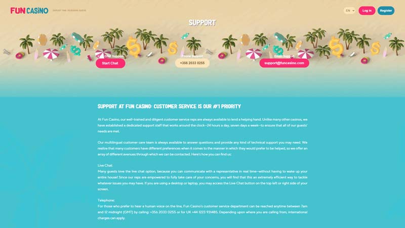fun-casino support screenshot