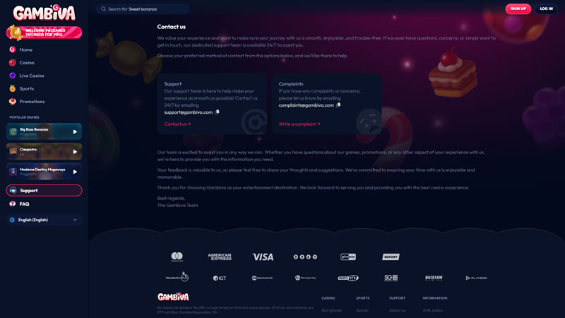 Thumbnail gambiva support