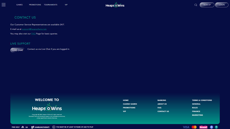 heaps-o-wins support screenshot