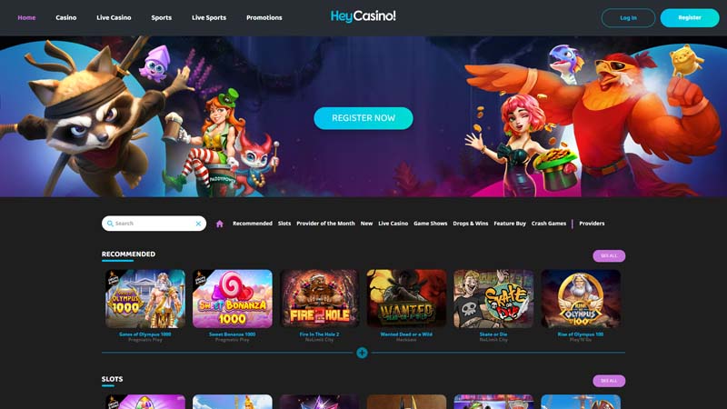 heycasino lobby screenshot