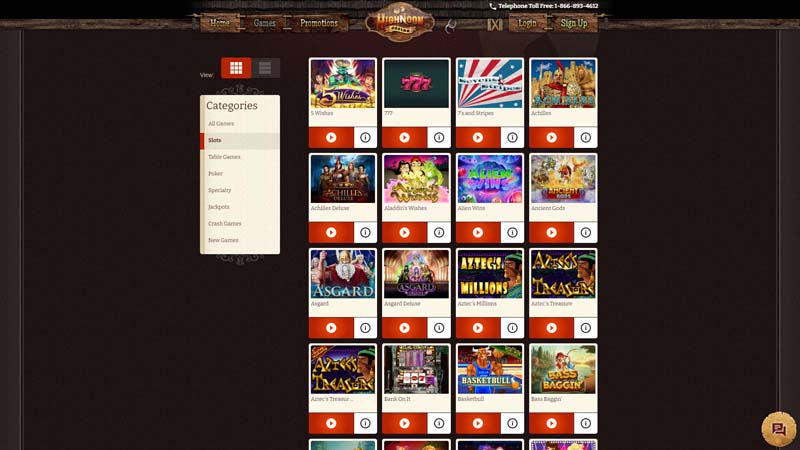 highnoon-casino slots screenshot