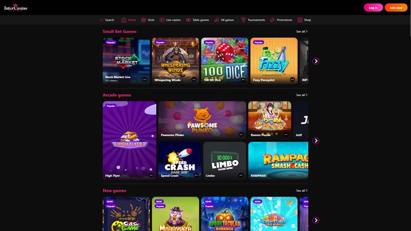 Thumbnail intercasino lobby