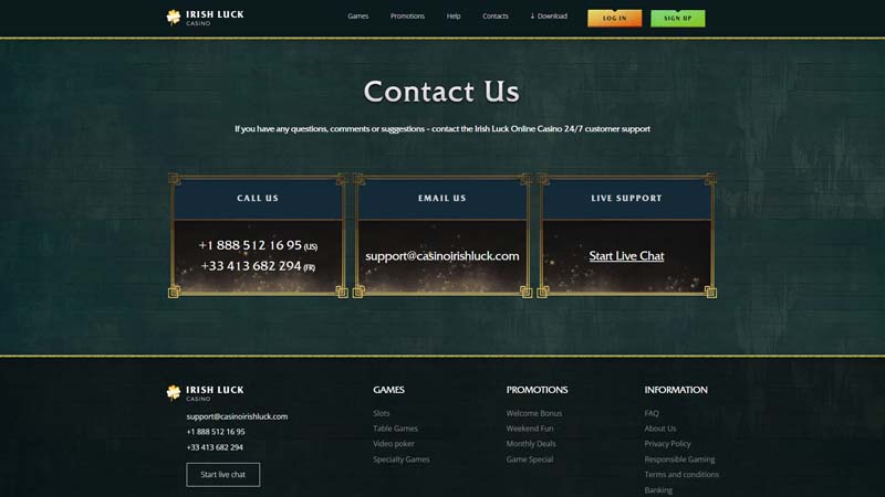 Thumbnail irishluck-casino support