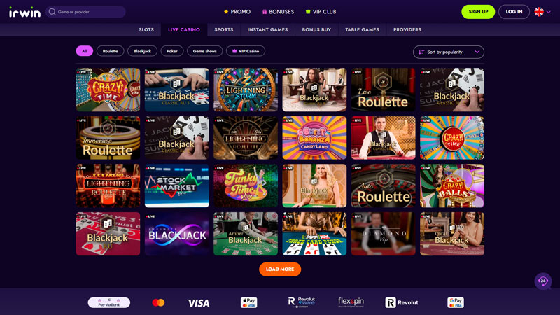 irwin live screenshot