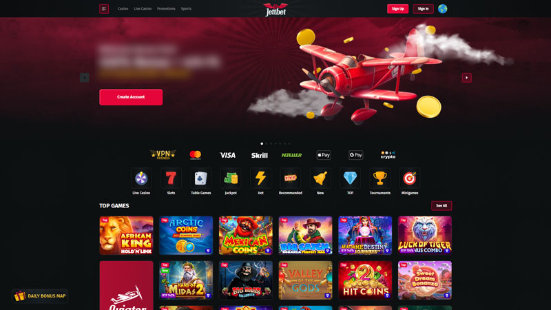 jettbet lobby screenshot