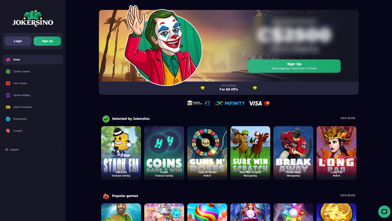 jokersino lobby screenshot