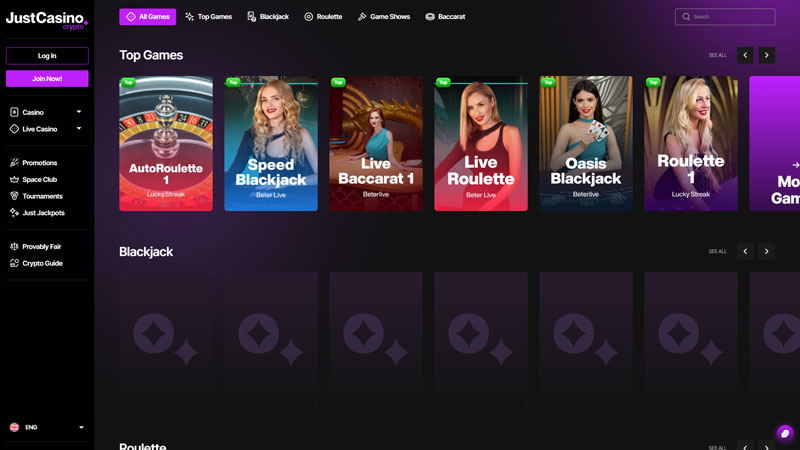justcasino-io live screenshot