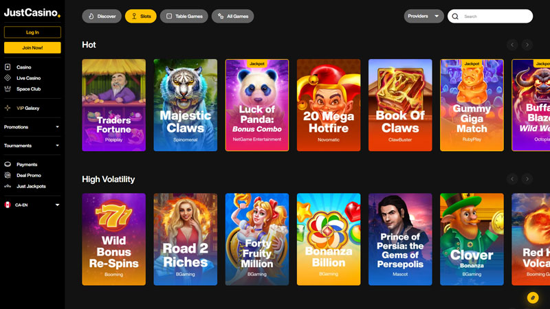 justcasino slots screenshot