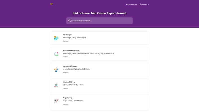 lucky-casino support screenshot