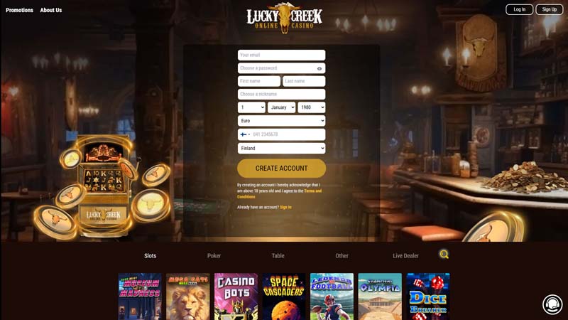 lucky-creek-casino lobby screenshot