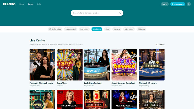 lucky-days-casino live screenshot