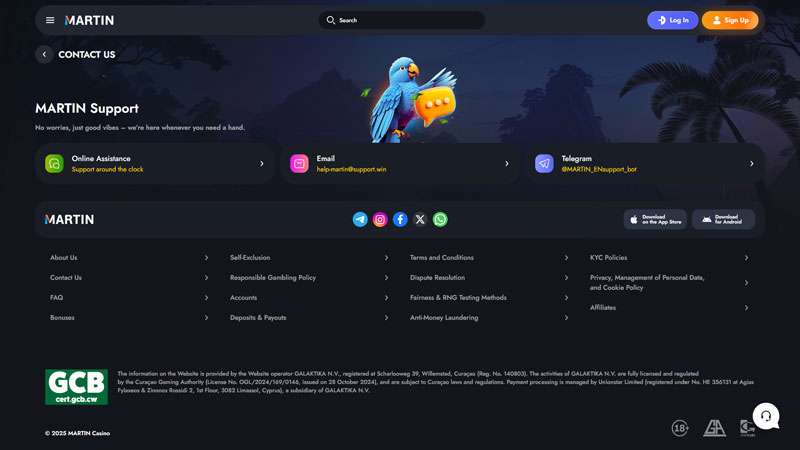 martin support screenshot