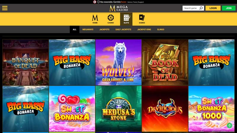 mega-casino slots screenshot