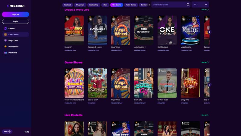 megarush live screenshot