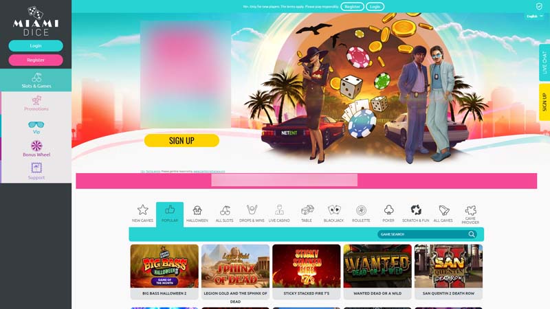 miami-dice-casino lobby screenshot