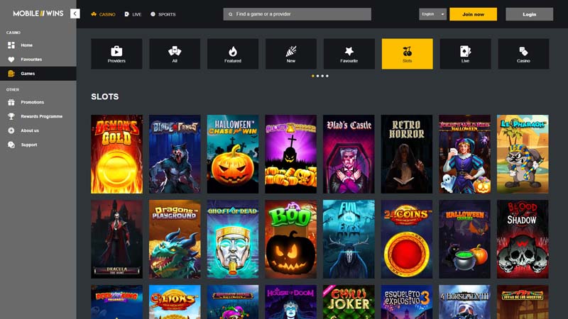 mobile-wins-casino slots screenshot